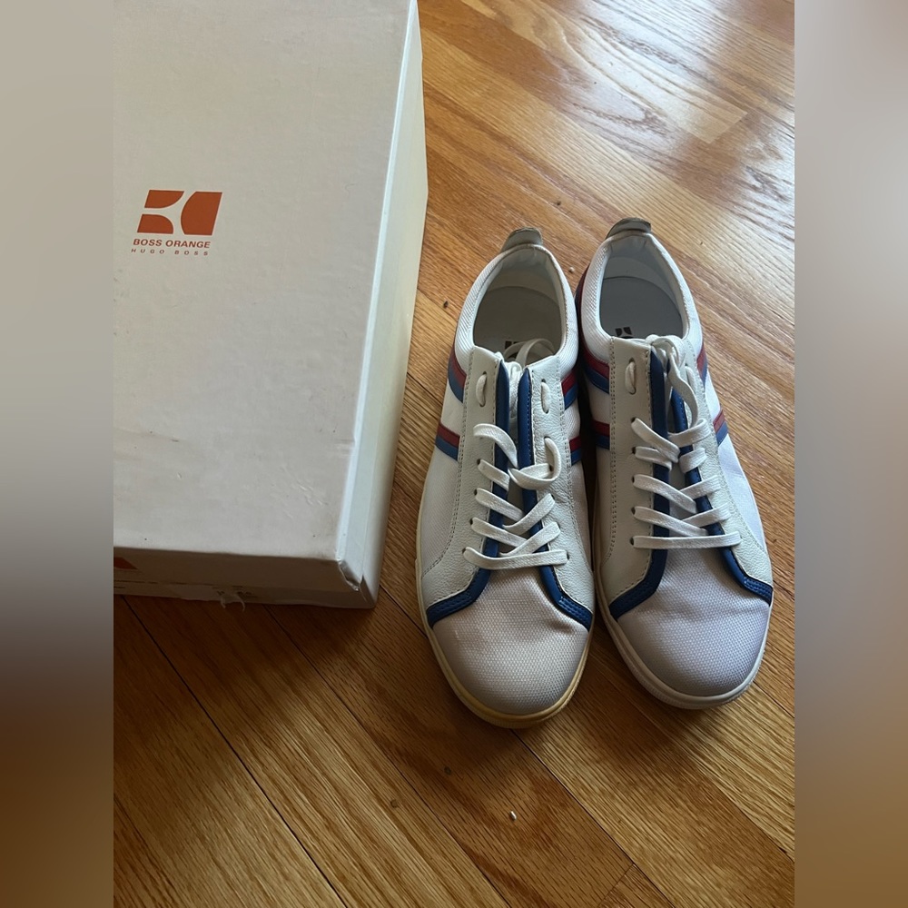 New HUGO BOSS Orange Diesel Strasse WHITE Casual Fashion Street Sneakers SIZE 8